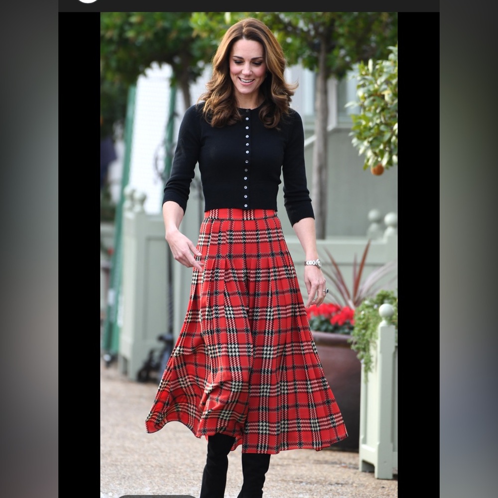 Michele Red Plaid Maxi Skirt